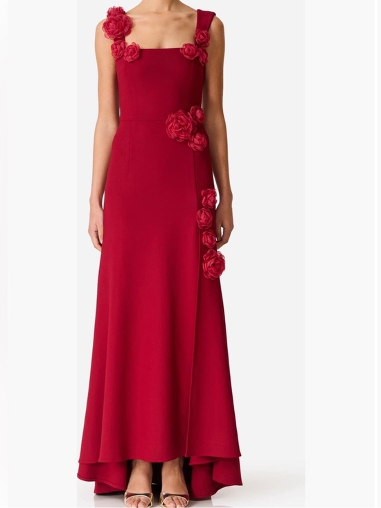 Elliatt Dresses & Skirts - Elliatt Evanora Red Wine high low 3d floral applique maxi gown dress Small New